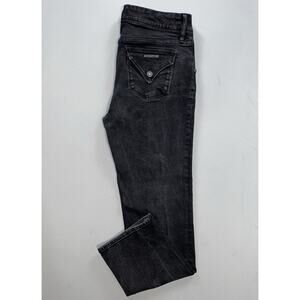 Hudson H0524-01 Women's Straight Leg Flap Pocket Stretch Denim Jeans. Black, 12.